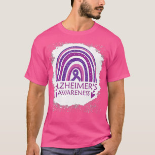 Camiseta Alzheimers Consciência Saltou o Arco-Íris Puro Rib