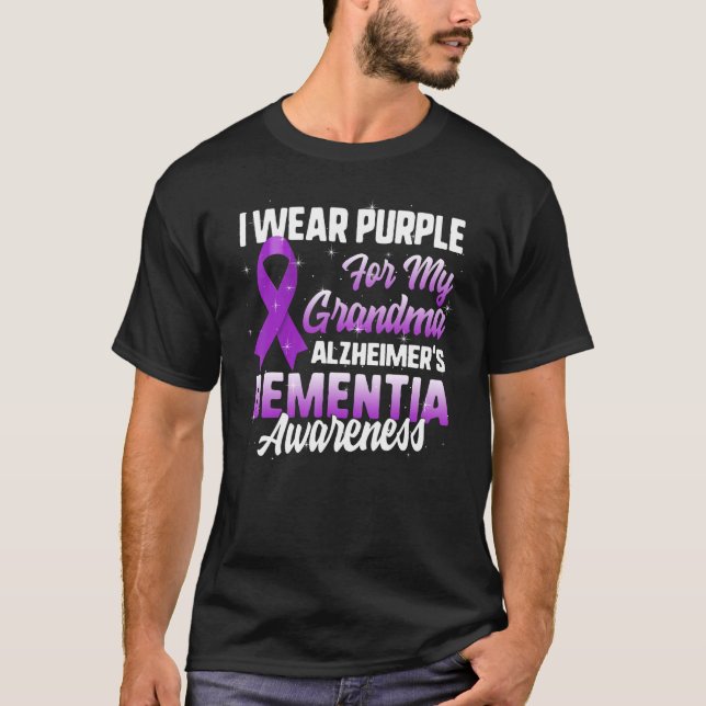 Camiseta Alzheimer's Dementia Consciência Eu Visto Roxo par (Frente)