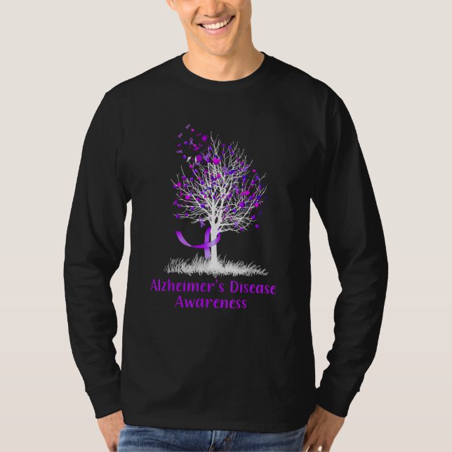 Camiseta Alzheimer's Disease Awareness Tree Ribbon Men Wome (Frente)