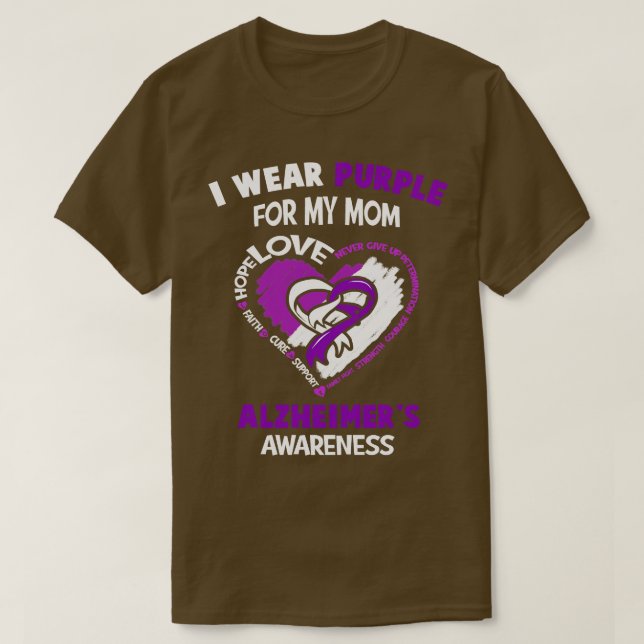 Camiseta Alzheimers Sensibilizam Eu Visto Roxo Para O Meu (Frente do Design)