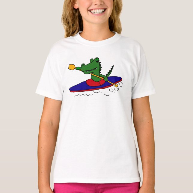 Camiseta AM- jacaré engraçado que Kayaking (Frente)