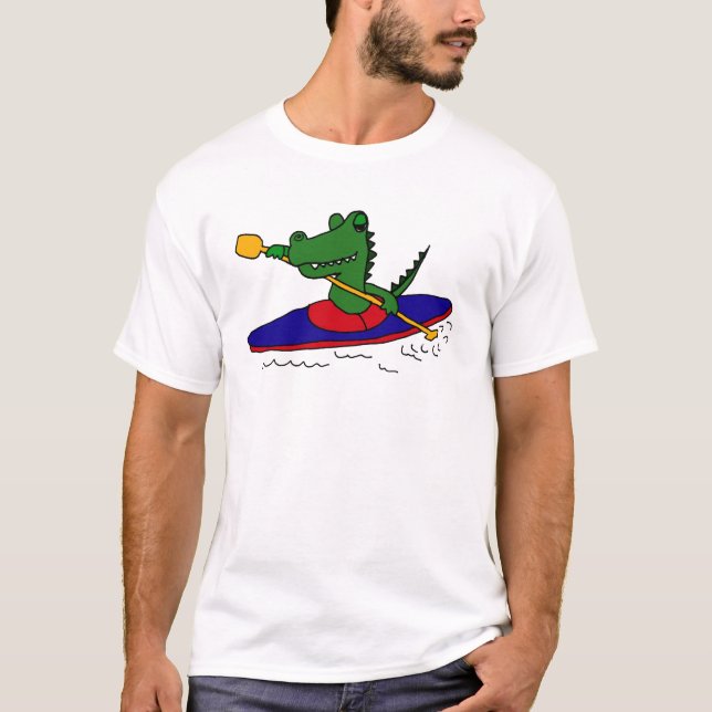 Camiseta AM- jacaré engraçado que Kayaking (Frente)