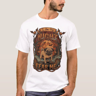 Camiseta Am Noite Me Tem Pug Halloween Lua_1