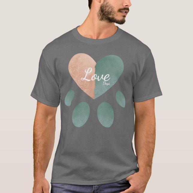 Camiseta Ama cães Coração Cães Pata Ama amigo (Frente)