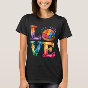 Camiseta Ama Costura Quilting N Almofada Arco-íris Artesã M