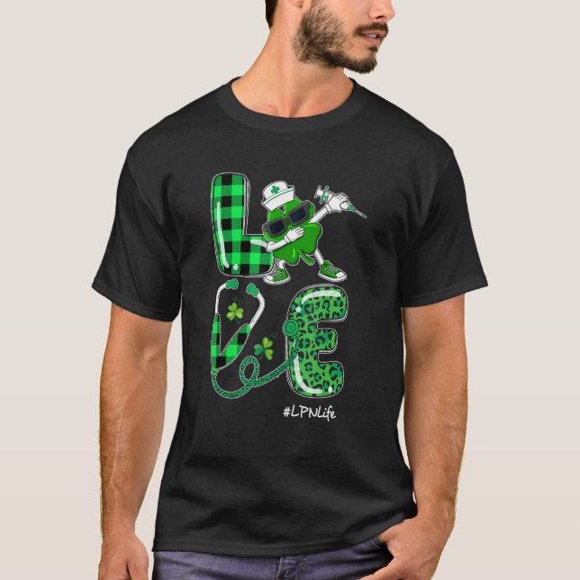 Camiseta Ama Enfermeira Lpn Life Shamrock Stethoscope Rua P (Frente)