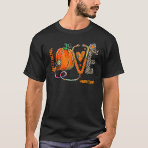 Camiseta Ama Enfermeira Pumpkin Leopard Fall Halloween Than