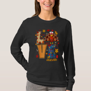 Camiseta Ama Enfermeira Vida Ação de Graças Enfermeira Turq