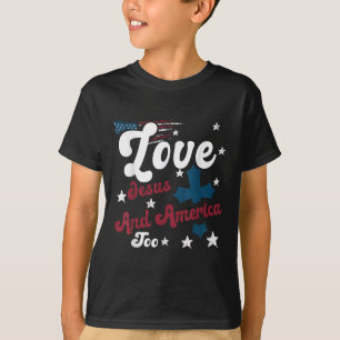 Camiseta Ama Jesus E a América Também Cristão Patriótico 4t