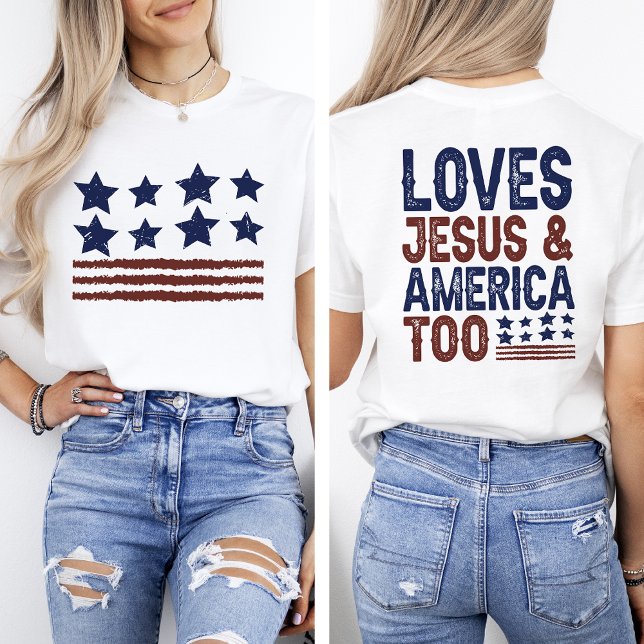 Camiseta Ama Jesus e América Demais 4 de julho (Criador carregado)