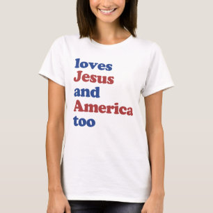 Camiseta Ama Jesus e América no dia 4 de julho de verão