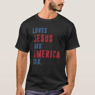 Camiseta Ama Jesus e América também retrô Deus cristão 4t