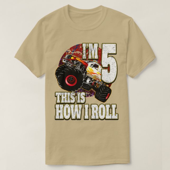 Camiseta Ama Monster Truck 2, Ama Aniversário De 5 Anos (Frente do Design)
