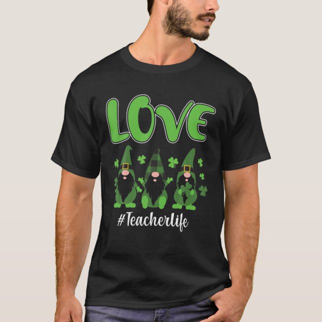 Camiseta AMA Professor Life Gnomo Shamrock St Patrick's D (Frente)