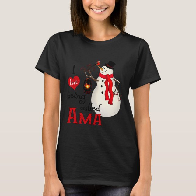 Camiseta Ama Snowman Xmas Happy Family New Snowman Merry Ch (Frente)