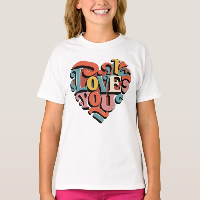 Camiseta Ama Você Coração Retro Psicodelia (Frente)