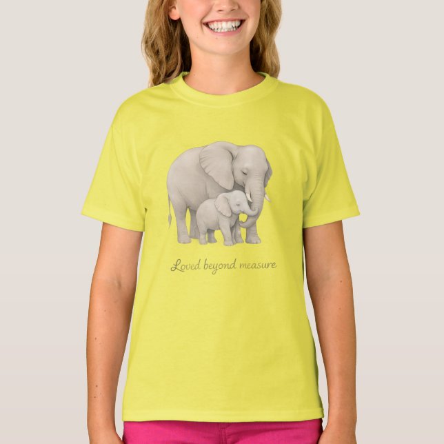 Camiseta Amado Além da Medida – Elefante Mãe e Bebê Il (Frente)