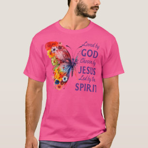 Camiseta Amado Por Deus Escolhido Por Jesus Borboleta E Flo