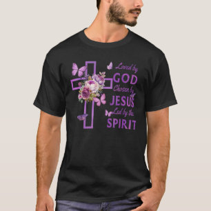 Camiseta Amado Por Deus Escolhido Por Jesus Cruz Roxa E Bum