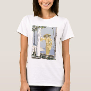 Camiseta Amalfi, ilustração de uma mulher em um vestido