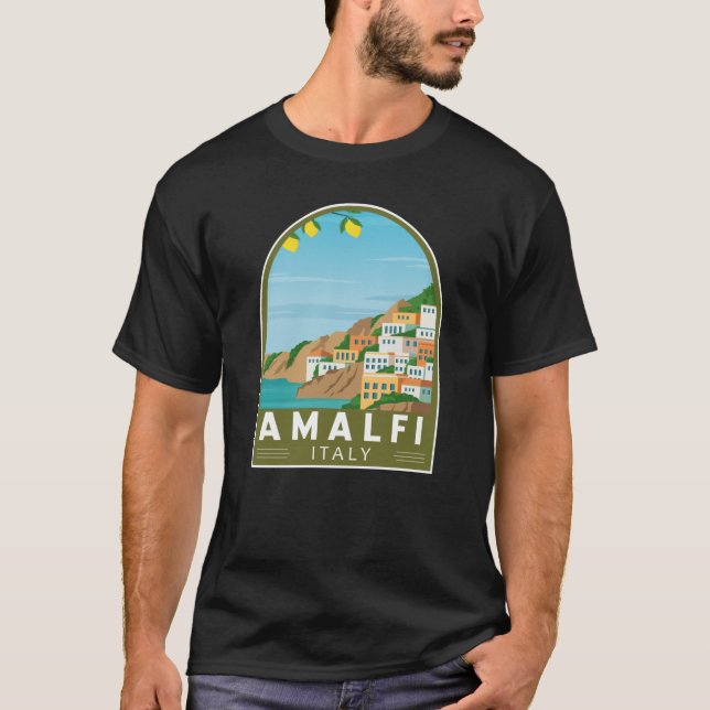 Camiseta Amalfi Itália Retro Viagem Art Vintage (Frente)