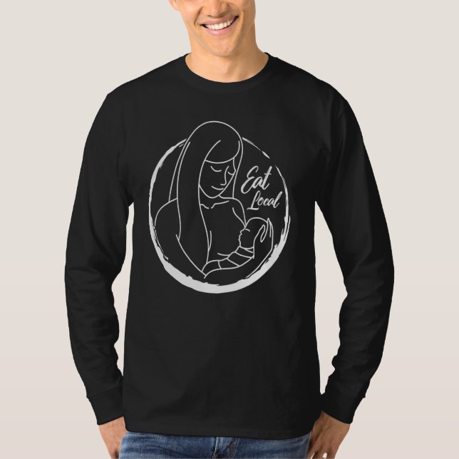 Camiseta Amamentação Nova Mãe Come Local Mãe Bebê Norma (Frente)