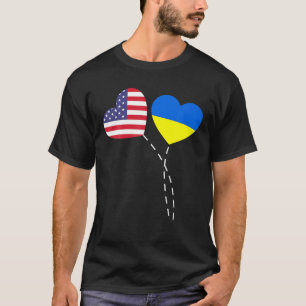 Camiseta Amando EUA Ucrânia Sinalizador Coração Ucraniano A