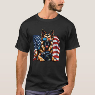 Camiseta Amante da Fotografia do Pastor Alemão Bandeira dos
