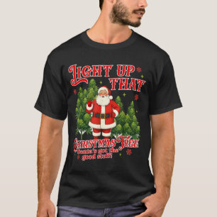 Camiseta Amante da Maconha Fumando Ilumina a Árvore de Nata