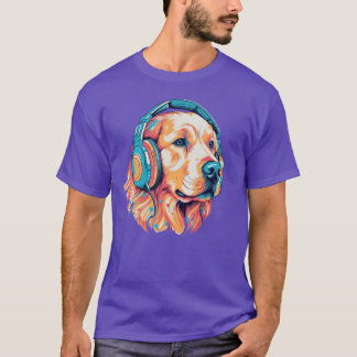 Camiseta Amante da Música Golden Retriever Um design relaxa