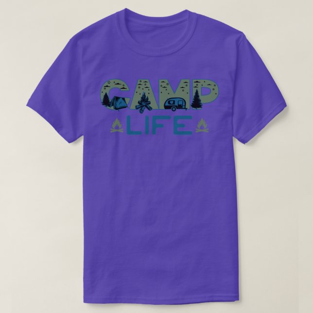 Camiseta Amante da natureza da aventura Camp Life (Frente do Design)