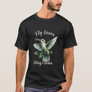 Camiseta Amante da Natureza Dia da Terra Voar Verde Beija-f