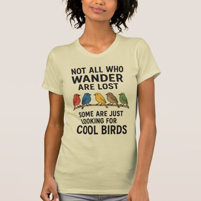 Camiseta Amante da Natureza Errante Procurando Pássaros Leg (Frente)