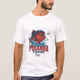 Camiseta Amante da Pesca de Piranha – Design de Pescador Fe