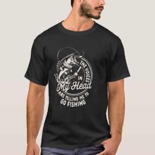 Camiseta Amante da Pesca Vozes na Cabeça Estão Me Dizendo P