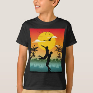 Camiseta Amante da Silhueta do Pôr do Sol Presente Romântic