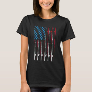 Camiseta Amante da vara de pesca de baixo bandeira american