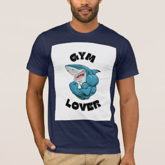 Camiseta Amante de Academia Tubarão Musculoso Motivação Fit