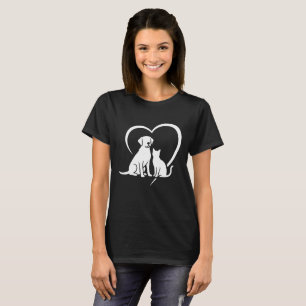 Camiseta Amante de Animais de Estimação Silhueta de Coração