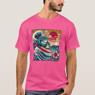 Camiseta Amante de Animais Mt. Fuji Pôr do Sol Arte Japones