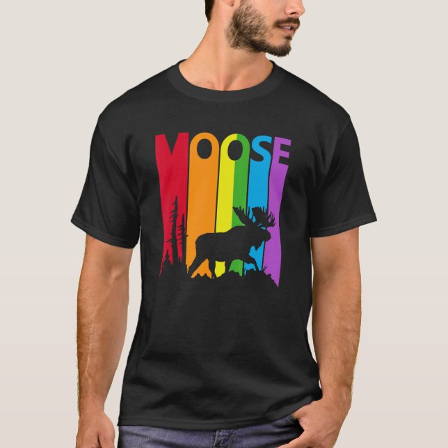 Camiseta Amante de Animais Rena Arco-Íris Fofa (Frente)
