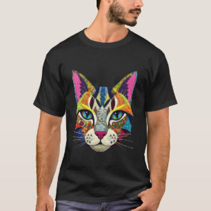 Camiseta Amante de Arte de Gato Estilo de Remendo Falso Col