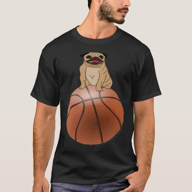 Camiseta Amante de Basquete e Cachorro Pug 595 (Frente)