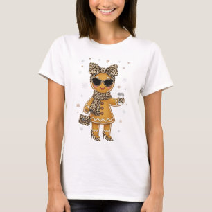 Camiseta Amante de Biscoitos de Gengibre Leopardo Fofos