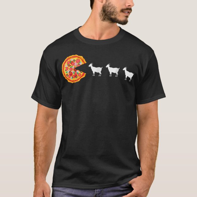 Camiseta Amante de Cabra de Pizza Come Cabras Tema Lua Fofo (Frente)