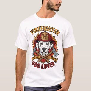 Camiseta Amante de Cachorro Bombeiro Dalmatian Fogo Capacet