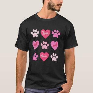 Camiseta Amante de cachorro Dachshund Pata Coração Texugo C