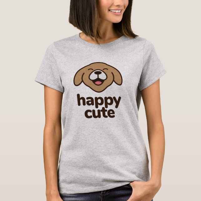 Camiseta Amante de Cachorro Feliz Fofo (Frente)