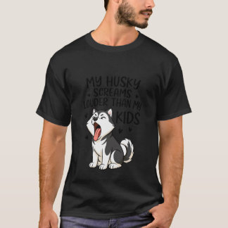 Camiseta Amante de Cachorro Husky Engraçado Gritando Mais A