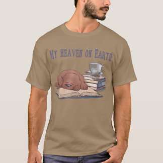 Camiseta Amante de cachorro, livro, Céu e amantes de café e